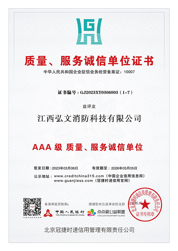 質量、服務誠信單位證書